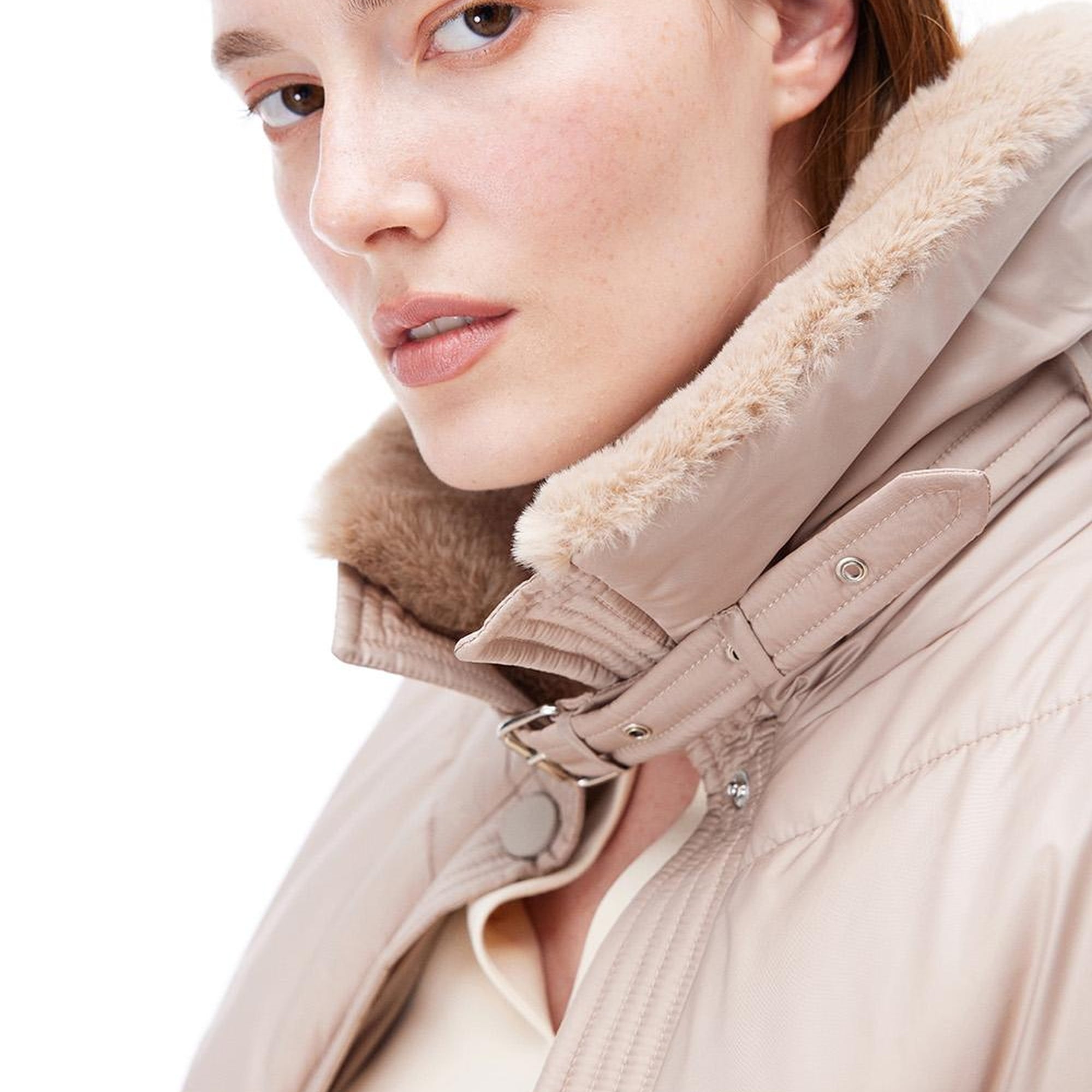 Awans Regular Fit Diz Boy Takma Kol Gömlek Yaka Acık deve tuyu Mont