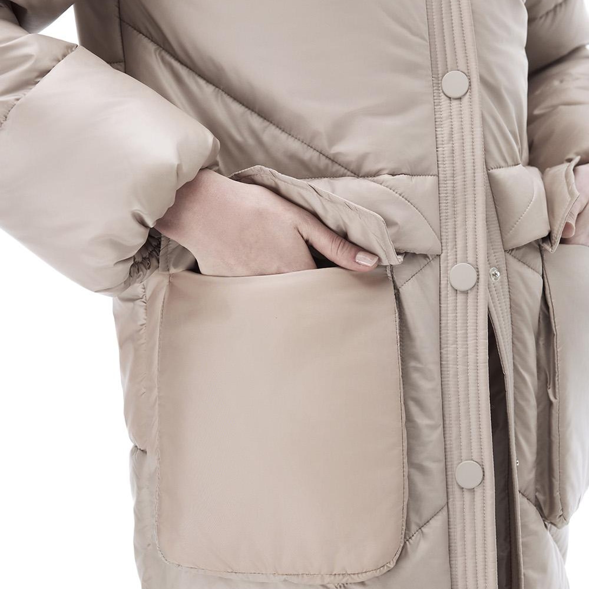 Awans Regular Fit Diz Boy Takma Kol Gömlek Yaka Acık deve tuyu Mont