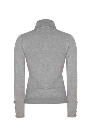  Triko Slim Fit Standart Boy Takma Kol Balıkçı Yaka Gri Kazak