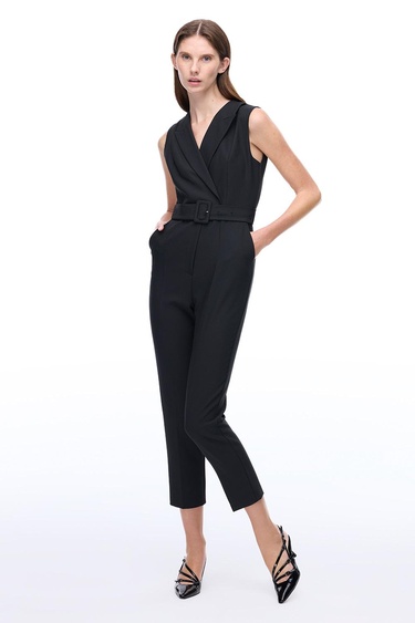  Morningstar Regular Fit Uzun Boy Sıfır Kol Erkek Yaka Siyah Tulum