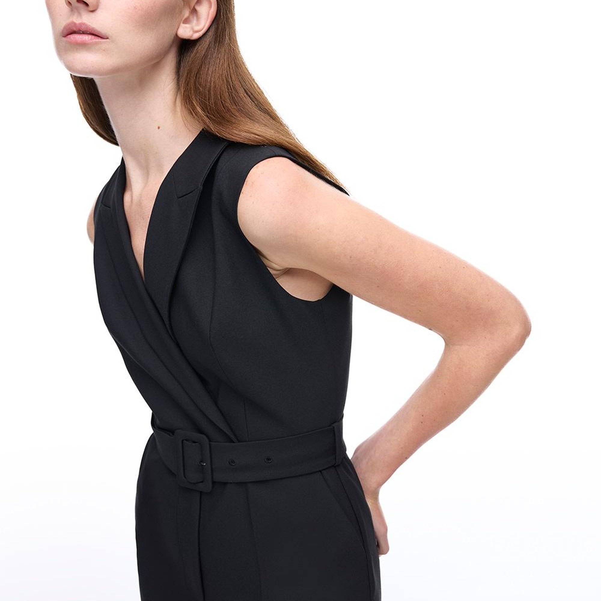 Morningstar Regular Fit Uzun Boy Sıfır Kol Erkek Yaka Siyah Tulum