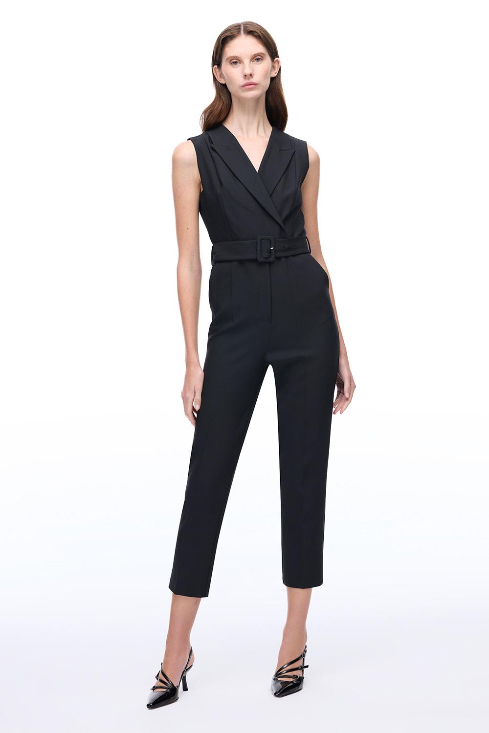  Morningstar Regular Fit Uzun Boy Sıfır Kol Erkek Yaka Siyah Tulum