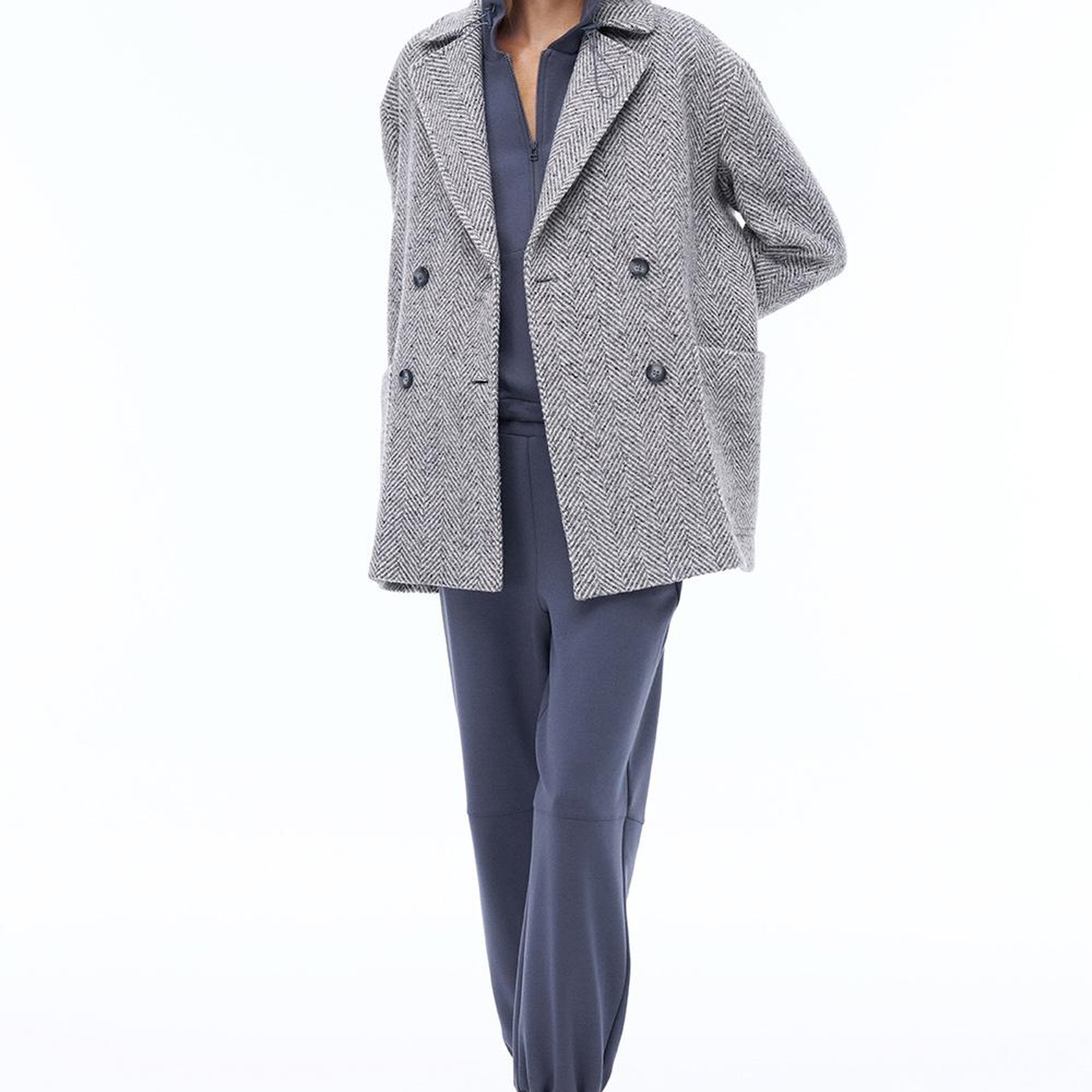 Ardens Regular Fit Kısa Boy Takma Kol Erkek Yaka Gri ekru Kaban