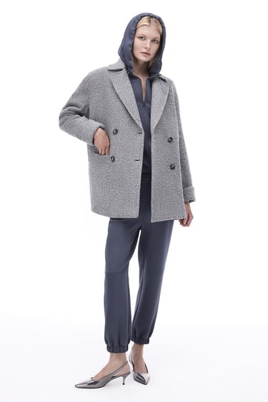  Ardens Regular Fit Kısa Boy Takma Kol Erkek Yaka Gri ekru Kaban