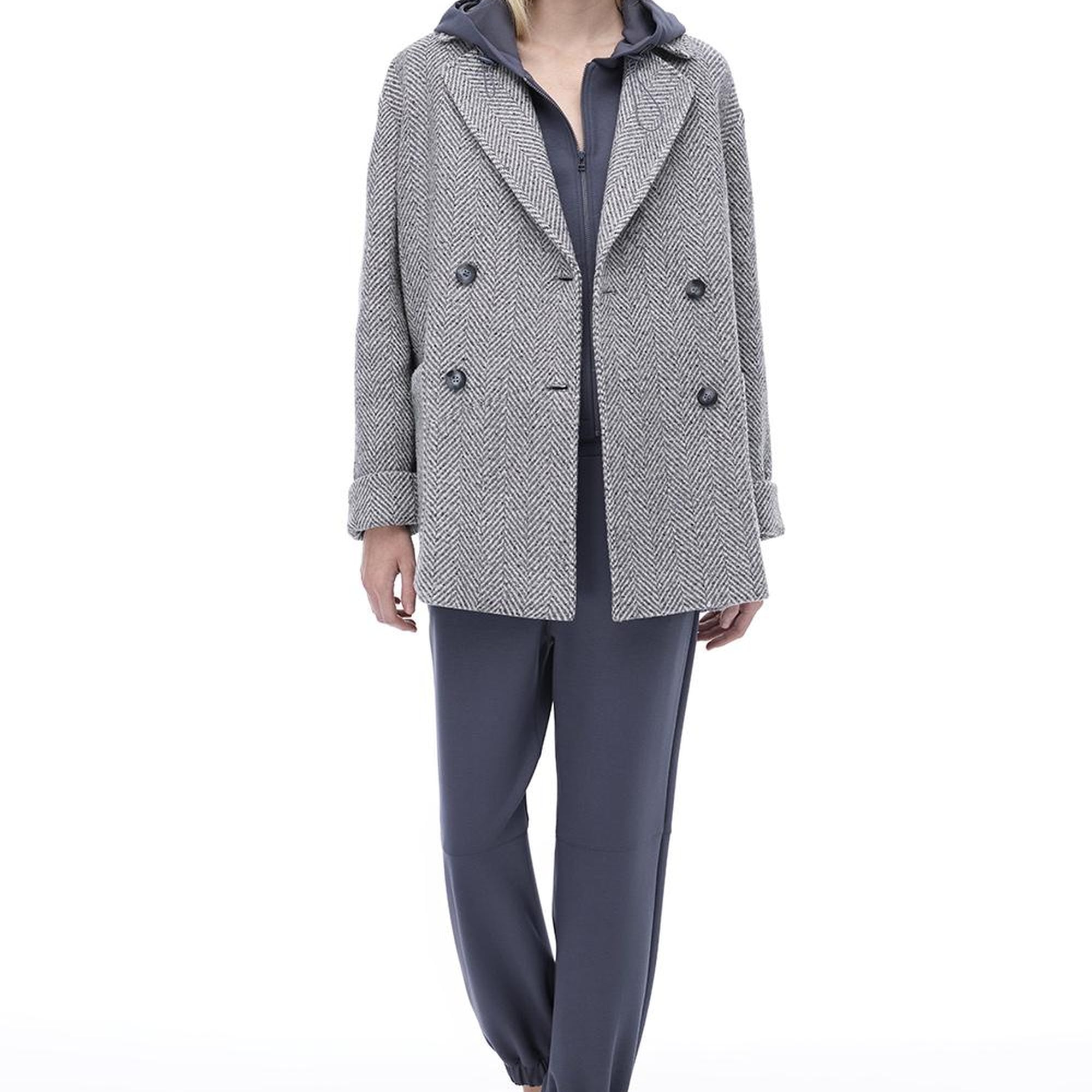 Ardens Regular Fit Kısa Boy Takma Kol Erkek Yaka Gri ekru Kaban