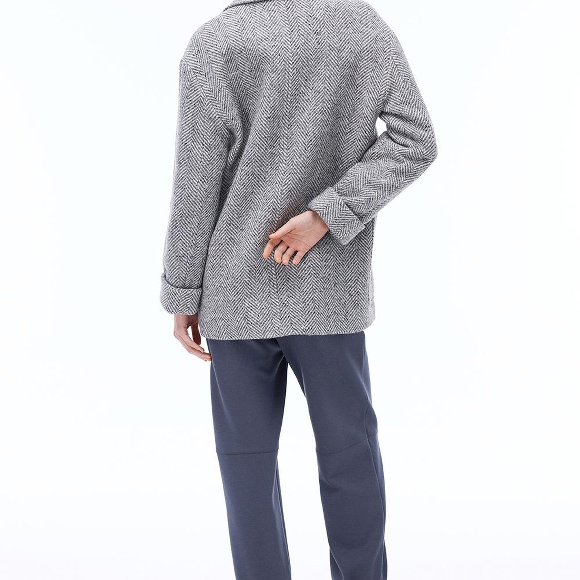 Ardens Regular Fit Kısa Boy Takma Kol Erkek Yaka Gri ekru Kaban