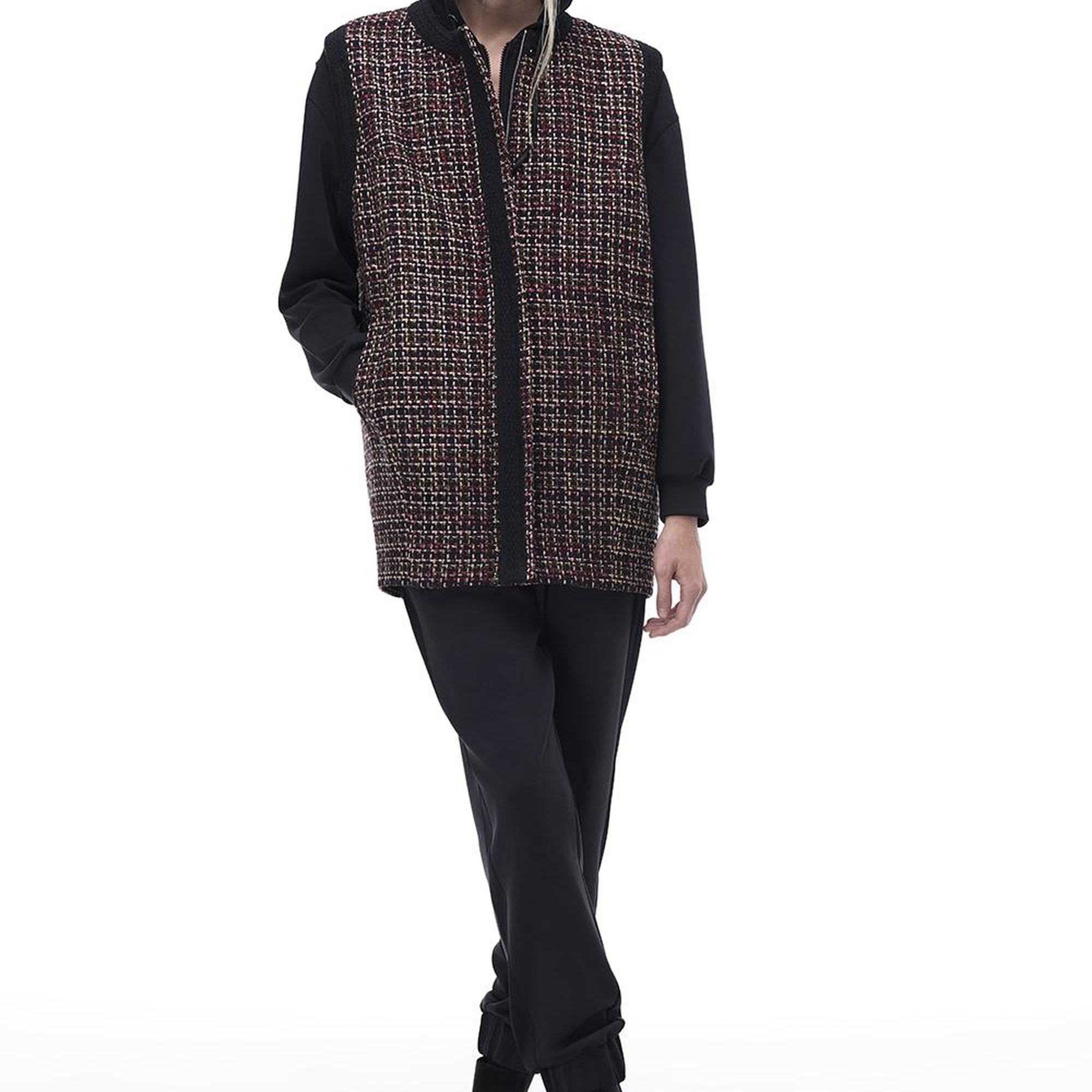 Aidias Regular Fit Standart Boy Sıfır Kol Bisiklet Yaka Siyah Yelek