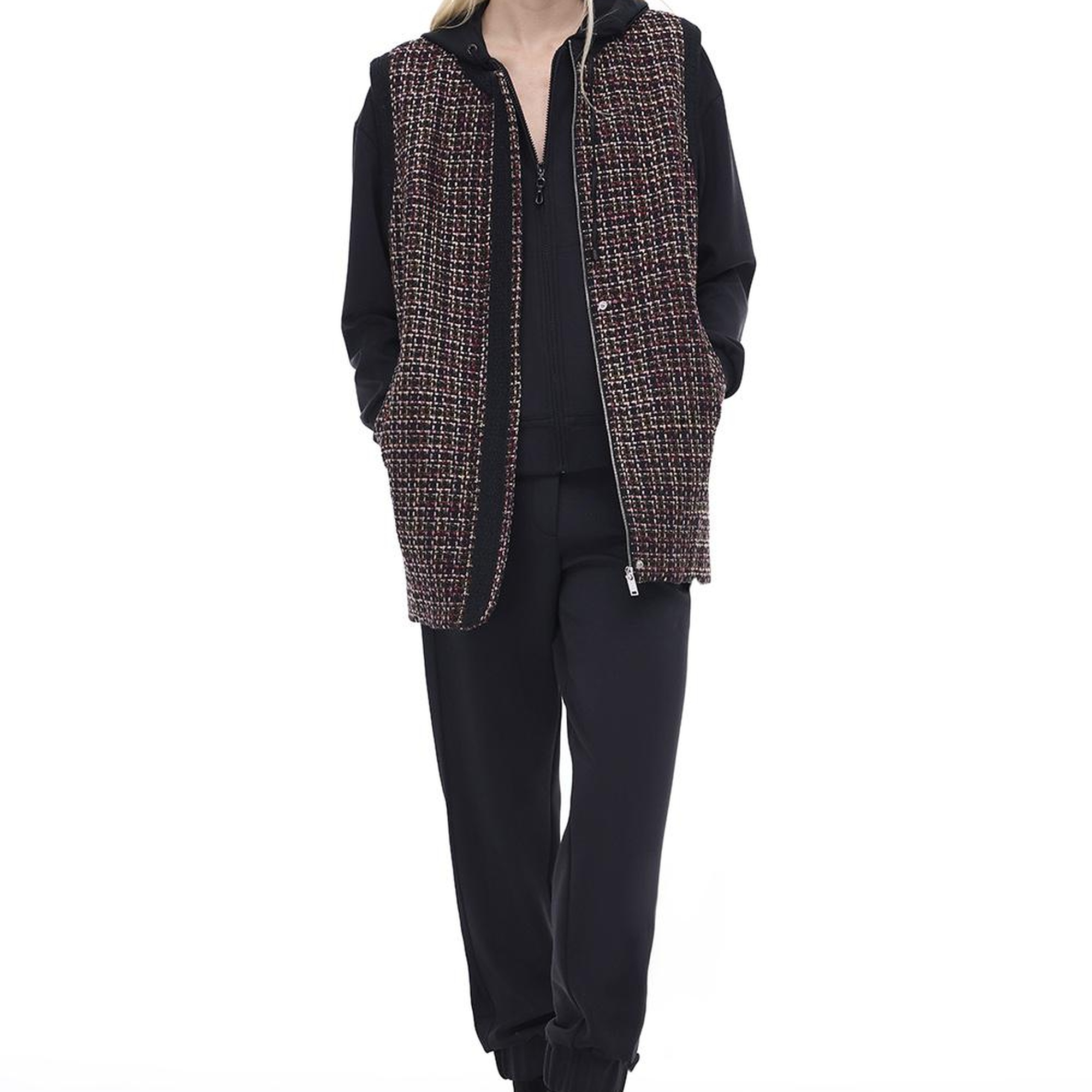 Aidias Regular Fit Standart Boy Sıfır Kol Bisiklet Yaka Siyah Yelek