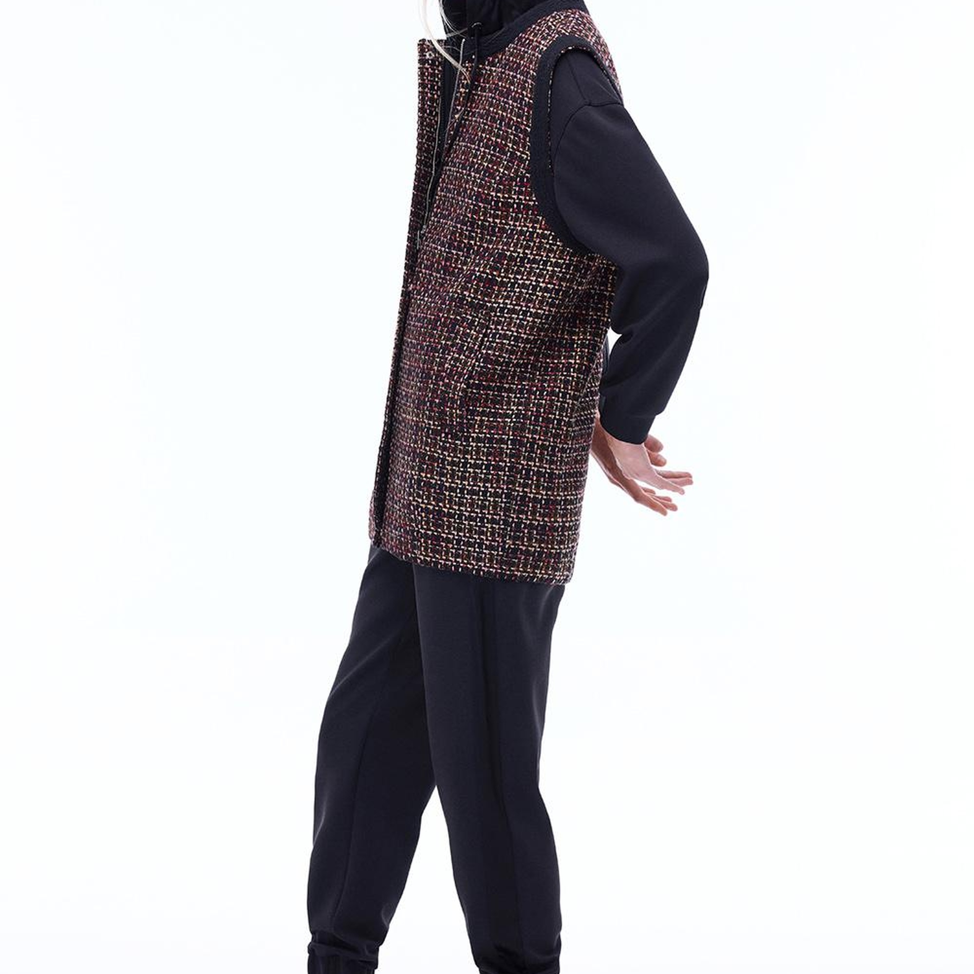 Aidias Regular Fit Standart Boy Sıfır Kol Bisiklet Yaka Siyah Yelek