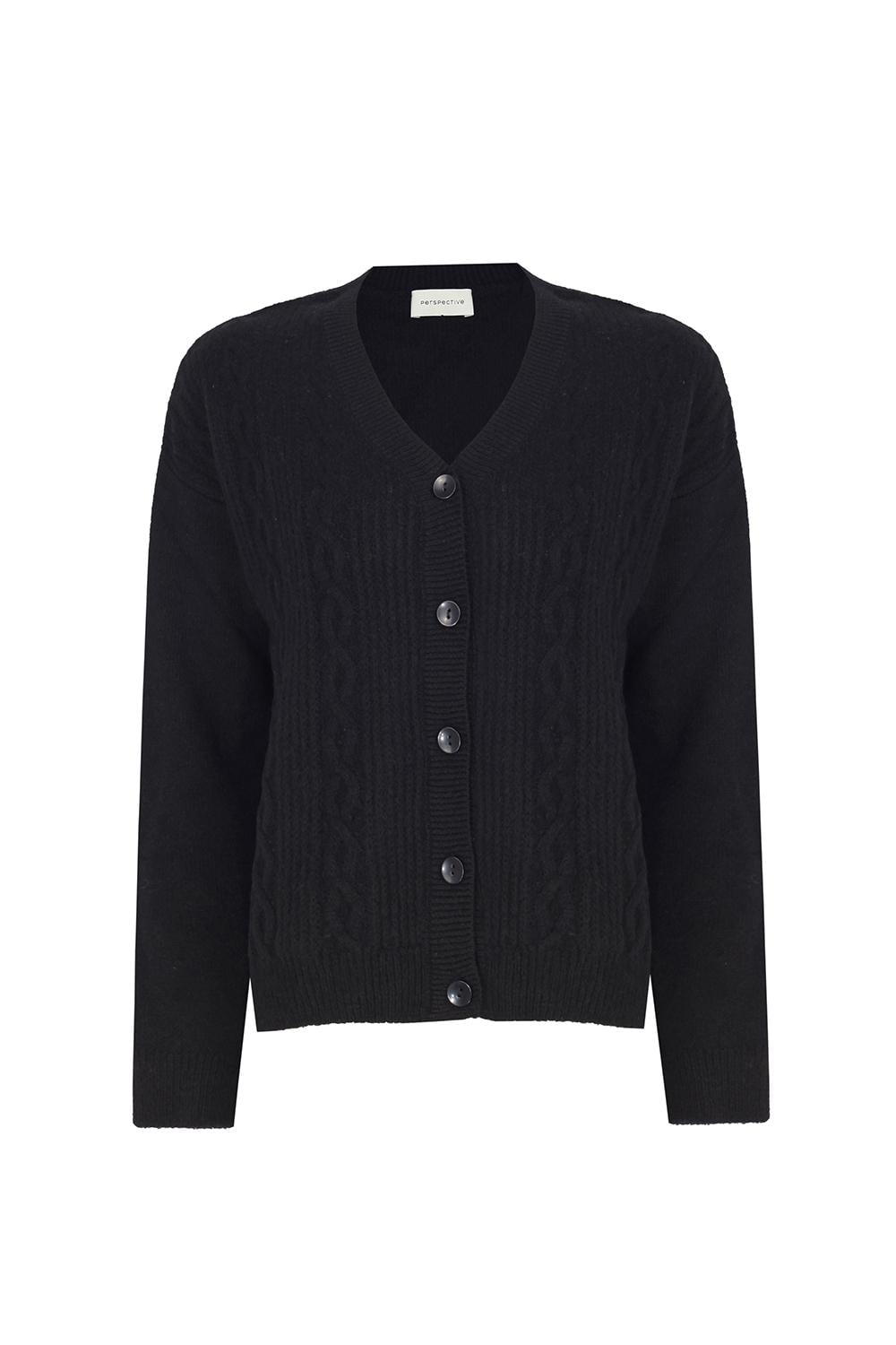  Siyah Triko Rahat Kalıp V-Yaka Triko Hırka