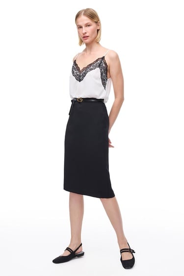 Fermuarlı Viskoz Midi Etek