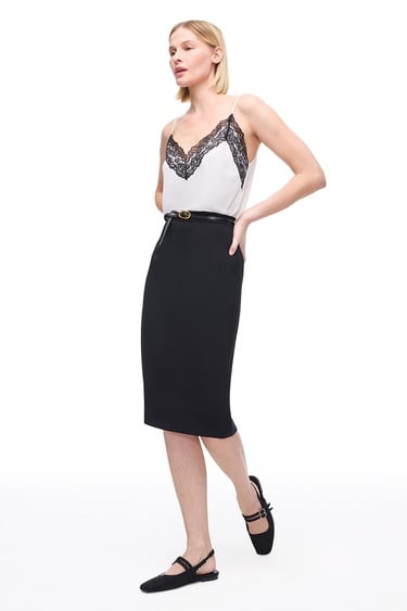  Fermuarlı Viskoz Midi Etek