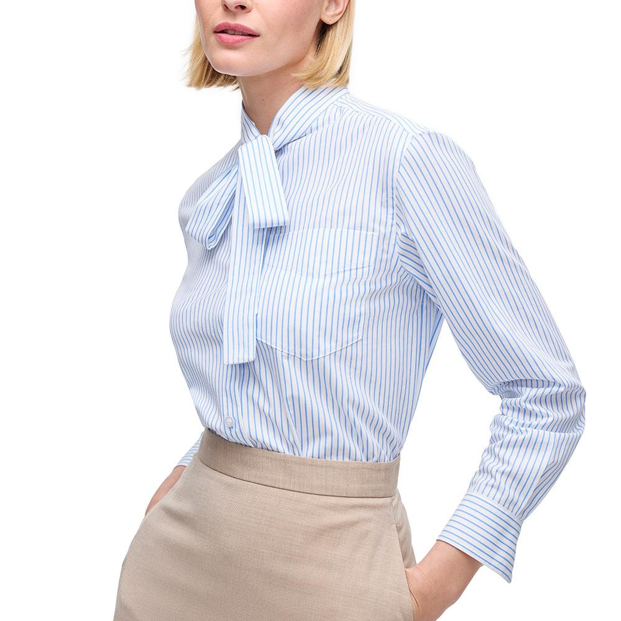 Mavi Beyaz Bowens Rahat Kalıp Uzun Kol Gömlek