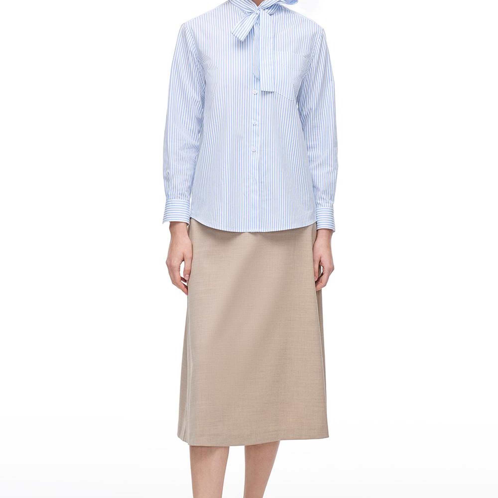 Mavi Beyaz Bowens Rahat Kalıp Uzun Kol Gömlek