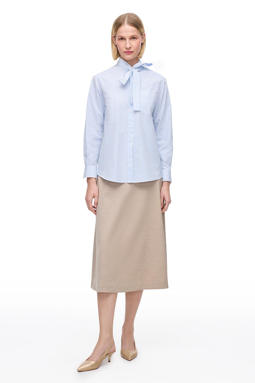  Mavi Beyaz Bowens Rahat Kalıp Uzun Kol Gömlek