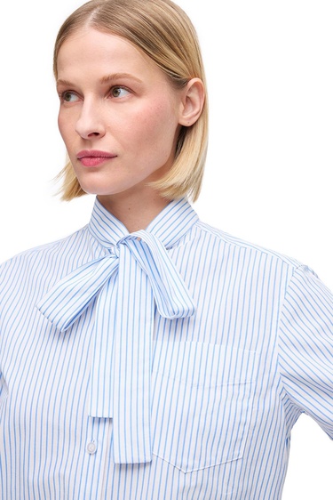  Mavi Beyaz Bowens Rahat Kalıp Uzun Kol Gömlek