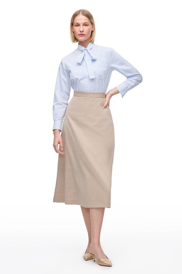  Mavi Beyaz Bowens Rahat Kalıp Uzun Kol Gömlek