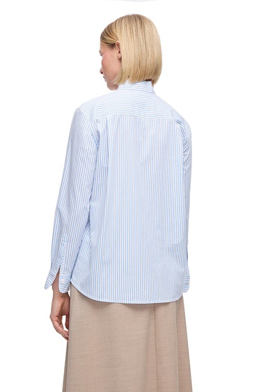  Mavi Beyaz Bowens Rahat Kalıp Uzun Kol Gömlek