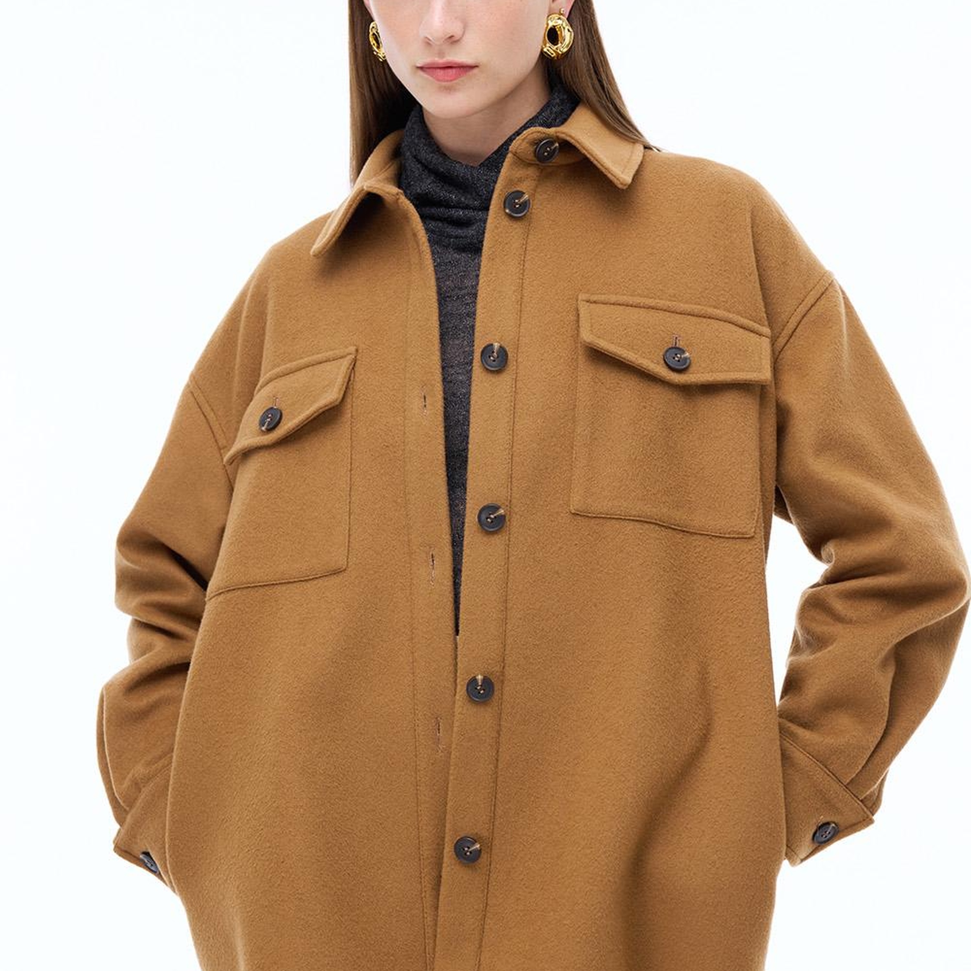 Angels Regular Fit Standart Boy Düşük Kollu Gömlek Yaka Devetuyu Mont