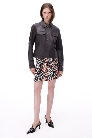  Aurens Slim Fit Kısa Boy Takma Kol Gömlek Yaka Kahverengi Ceket