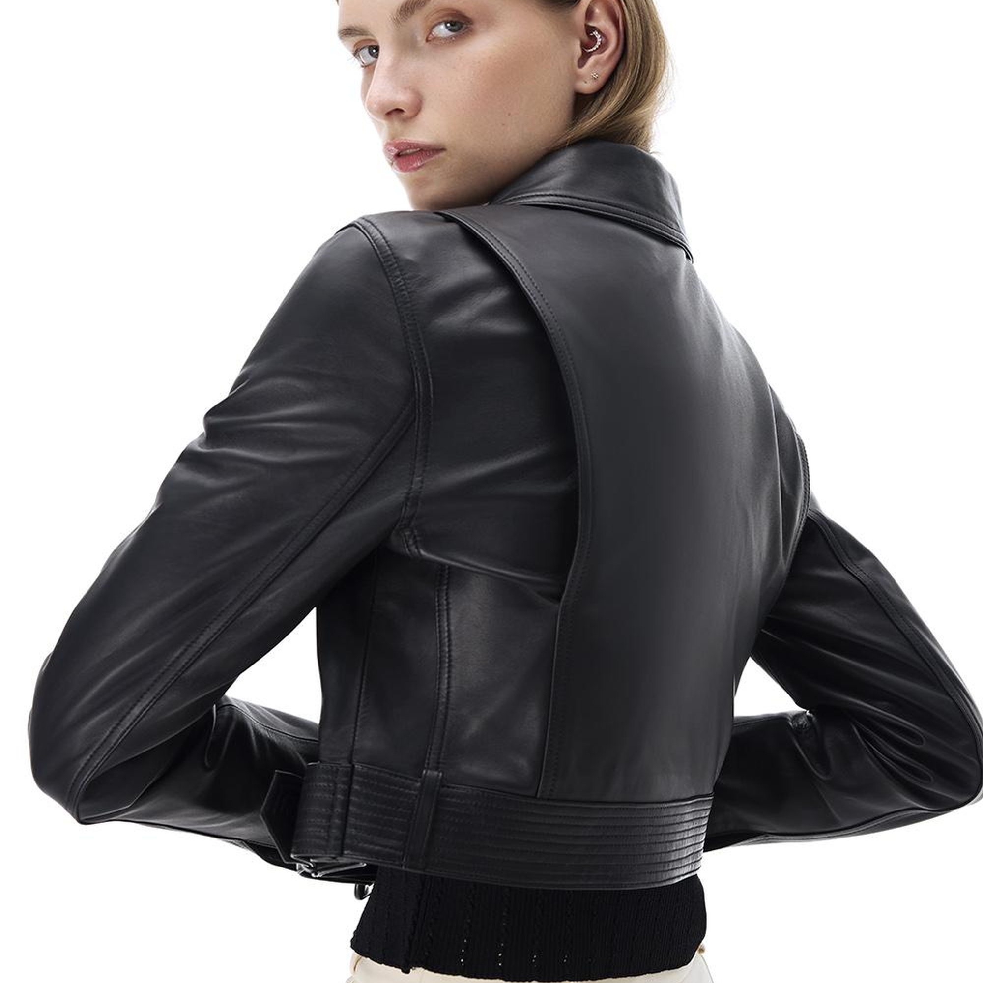 Aurens Slim Fit Kısa Boy Takma Kol Gömlek Yaka Siyah Ceket