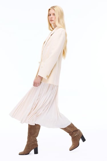  Seras Rahat Kalıp Standart Boy Takma Kol Ceket Yaka Bej Ceket