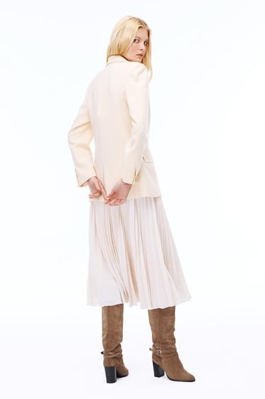  Seras Rahat Kalıp Standart Boy Takma Kol Ceket Yaka Bej Ceket