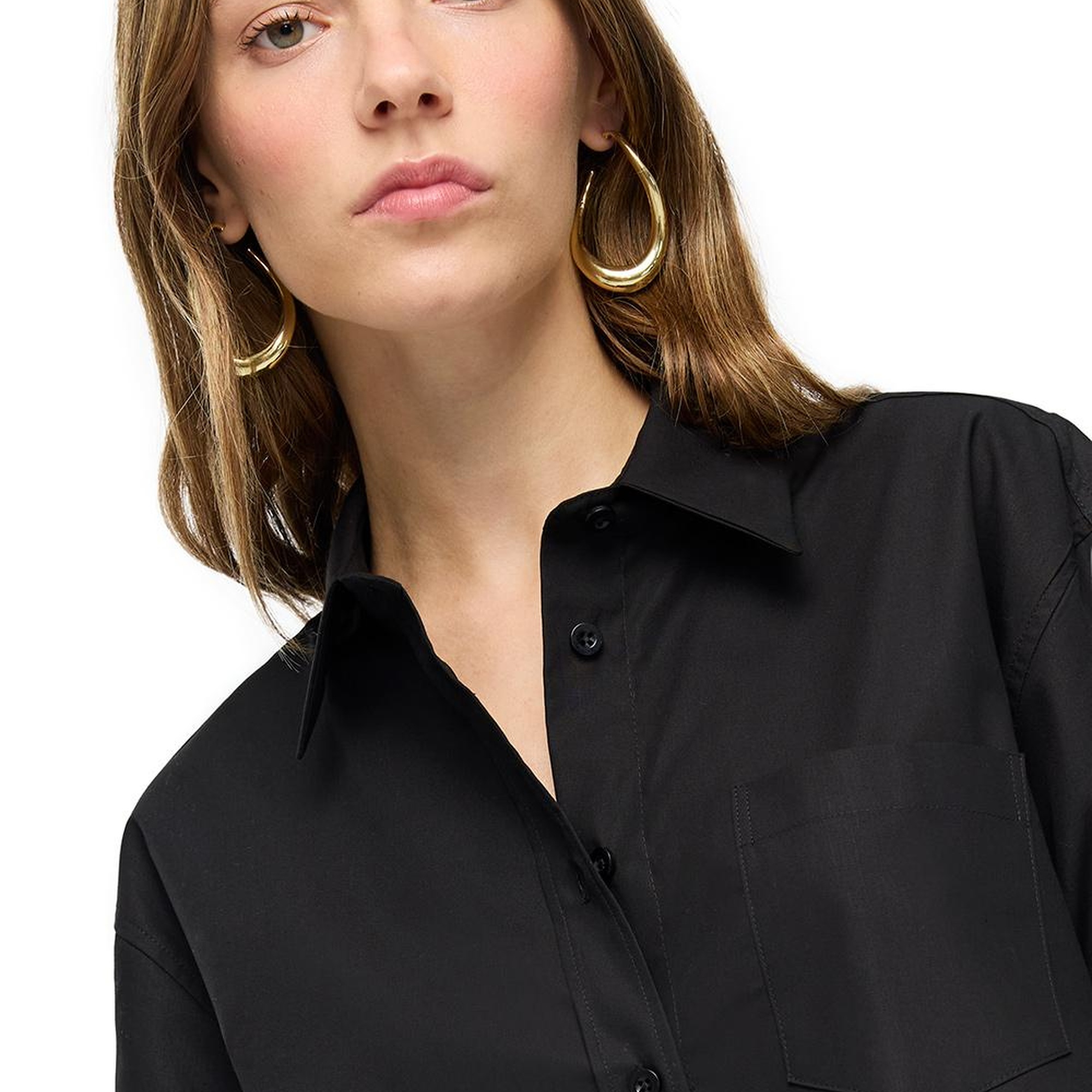 Siyah Albas Rahat Kalıp Uzun Kol Gömlek