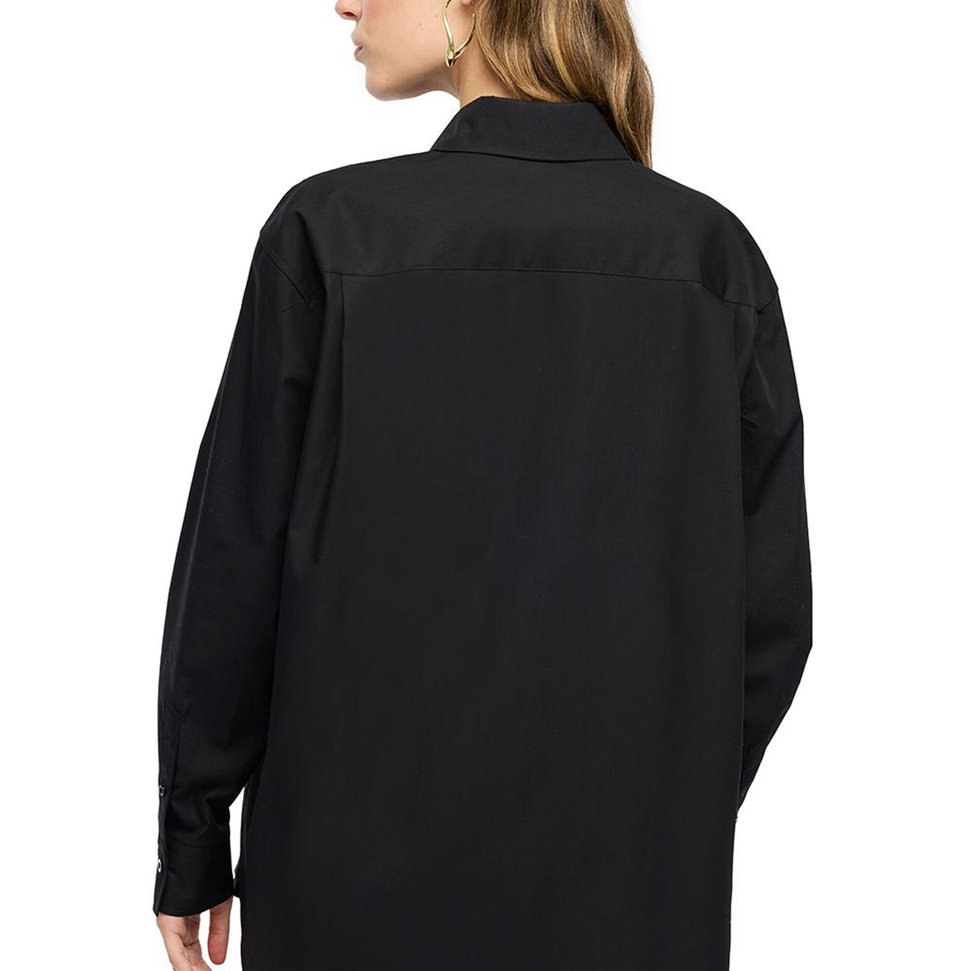 Siyah Albas Rahat Kalıp Uzun Kol Gömlek