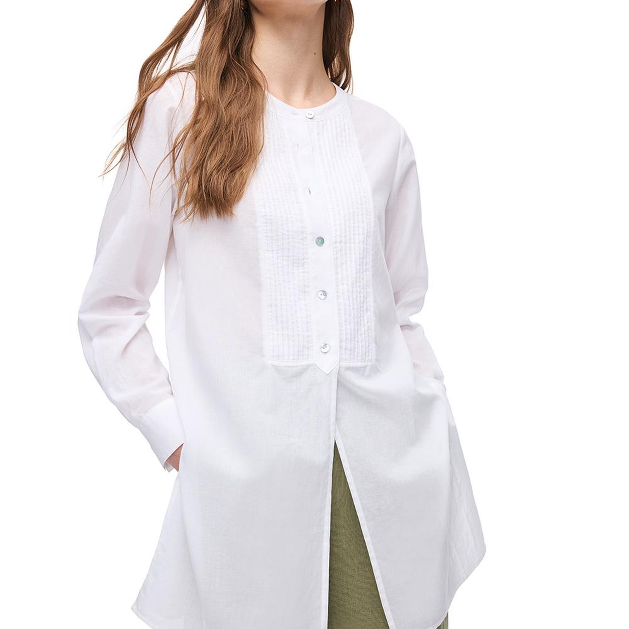 Hakim Yaka Pamuklu Uzun Kollu Gömlek