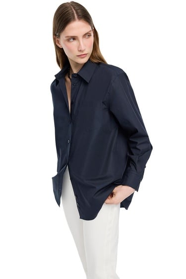  Lacivert Albas Rahat Kalıp Uzun Kol Gömlek