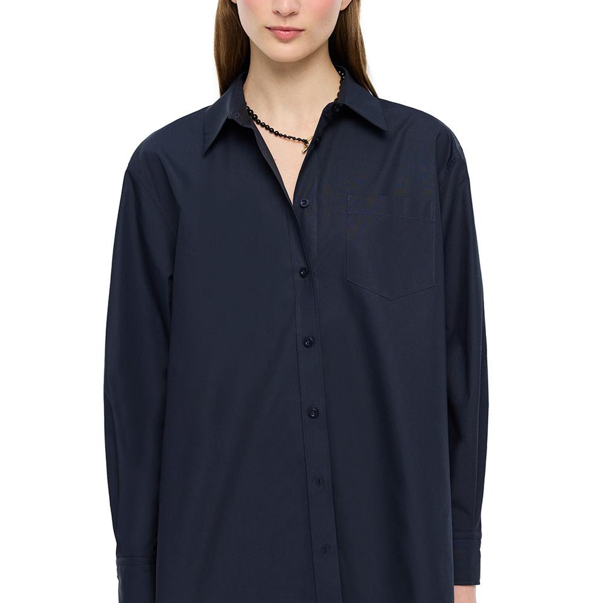 Lacivert Albas Rahat Kalıp Uzun Kol Gömlek