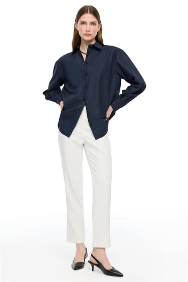  Lacivert Albas Rahat Kalıp Uzun Kol Gömlek