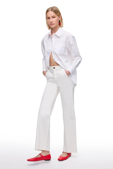  Beyaz Albas Rahat Kalıp Uzun Kol Gömlek