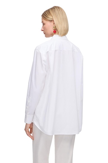  Beyaz Albas Rahat Kalıp Uzun Kol Gömlek