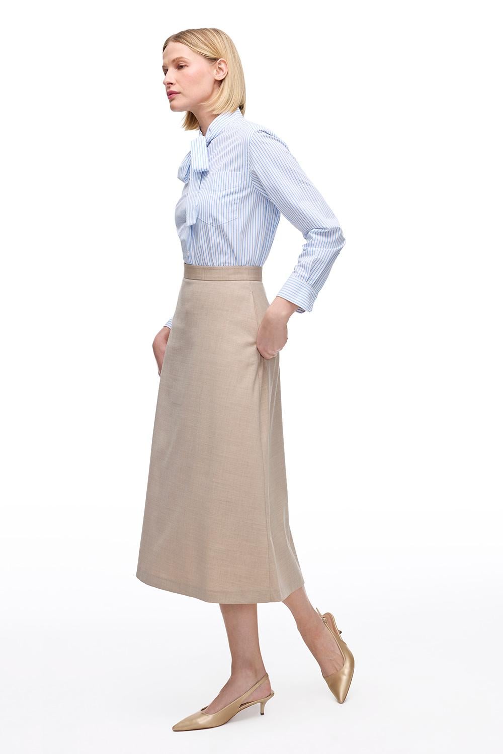  Açık Devetüyü Gemas Regular Fit Yüksek Bel Midi Boy Etek