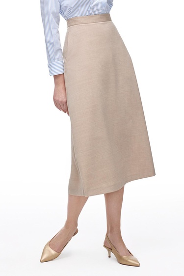  Açık Devetüyü Gemas Regular Fit Yüksek Bel Midi Boy Etek