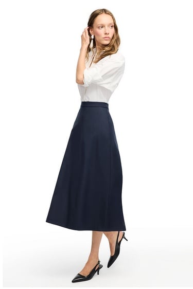  Lacivert Gemas Regular Fit Yüksek Bel Midi Boy Etek