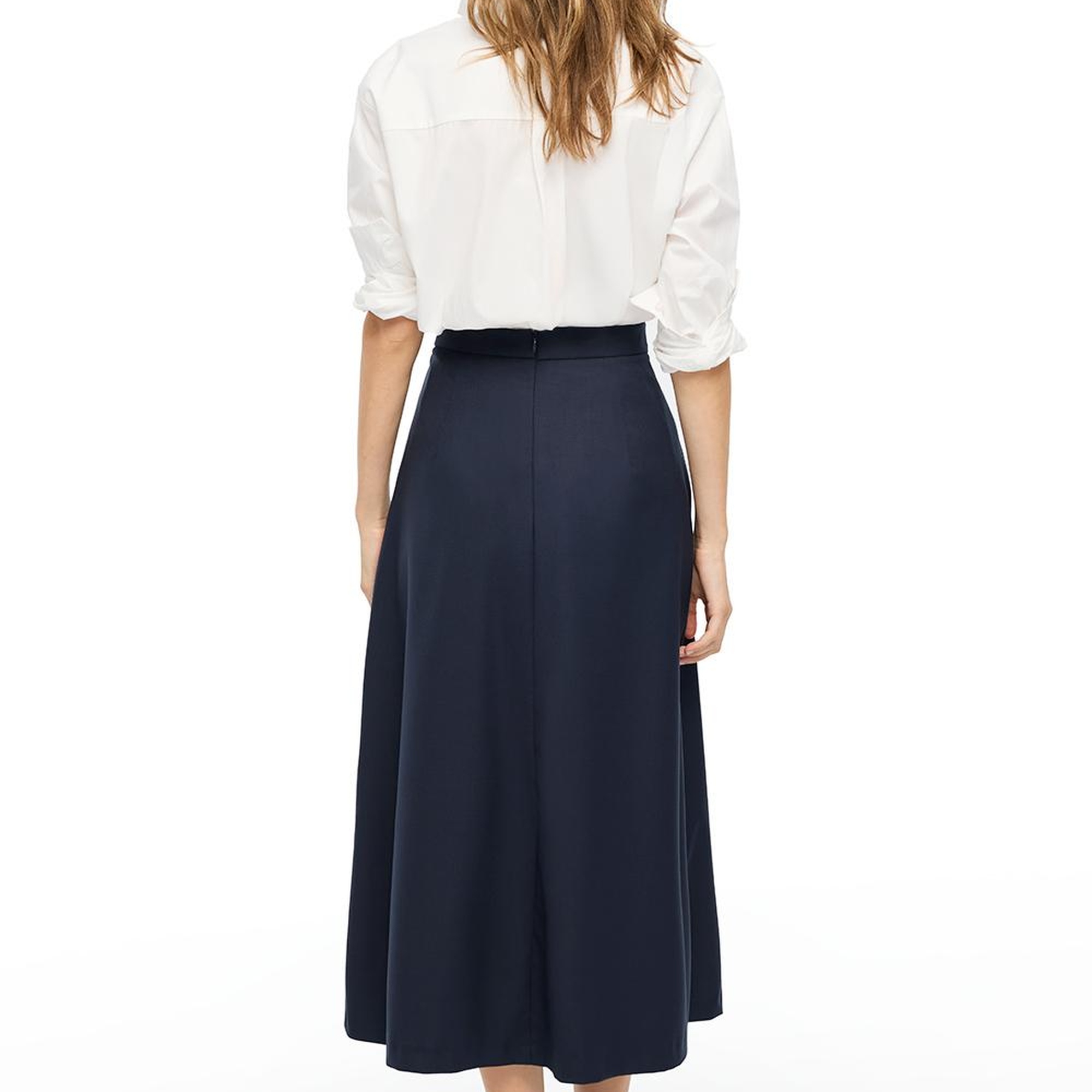 Lacivert Gemas Regular Fit Yüksek Bel Midi Boy Etek