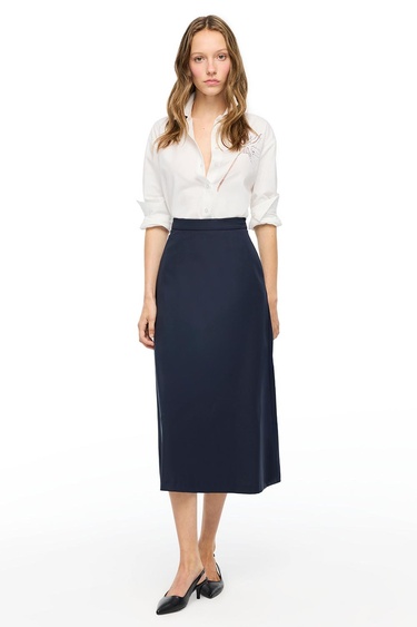  Lacivert Gemas Regular Fit Yüksek Bel Midi Boy Etek