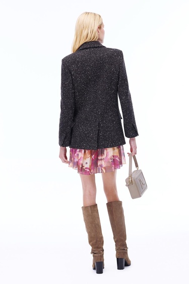  Albalis Rahat Kalıp Standart Boy Düşük Kollu Ceket Yaka Siyah Ceket