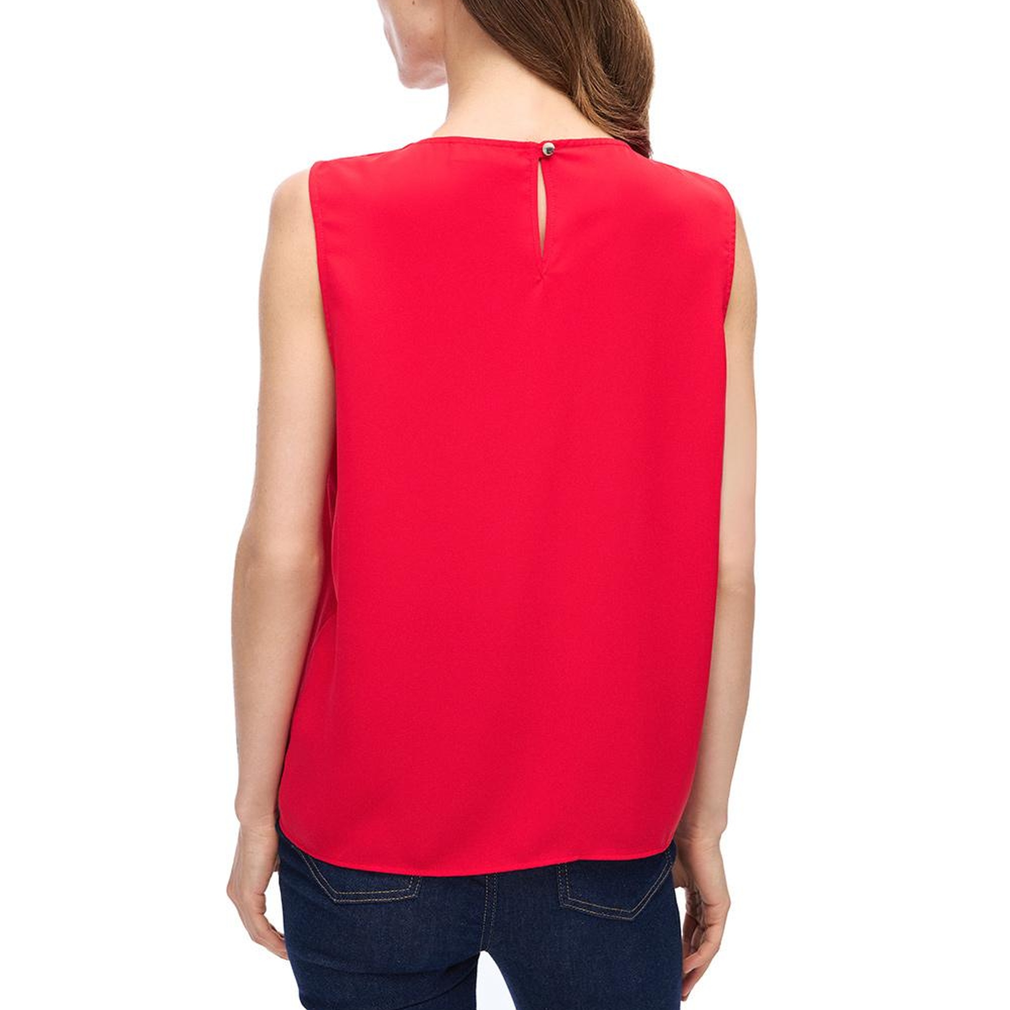 Farewell Regular Fit Standart Boy Sıfır Kol Bisiklet Yaka Kırmızı Bluz