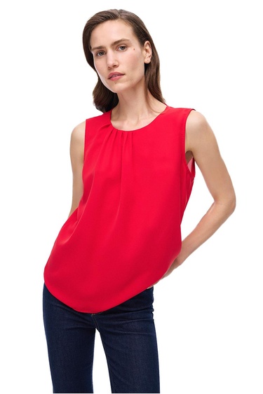  Farewell Regular Fit Standart Boy Sıfır Kol Bisiklet Yaka Kırmızı Bluz