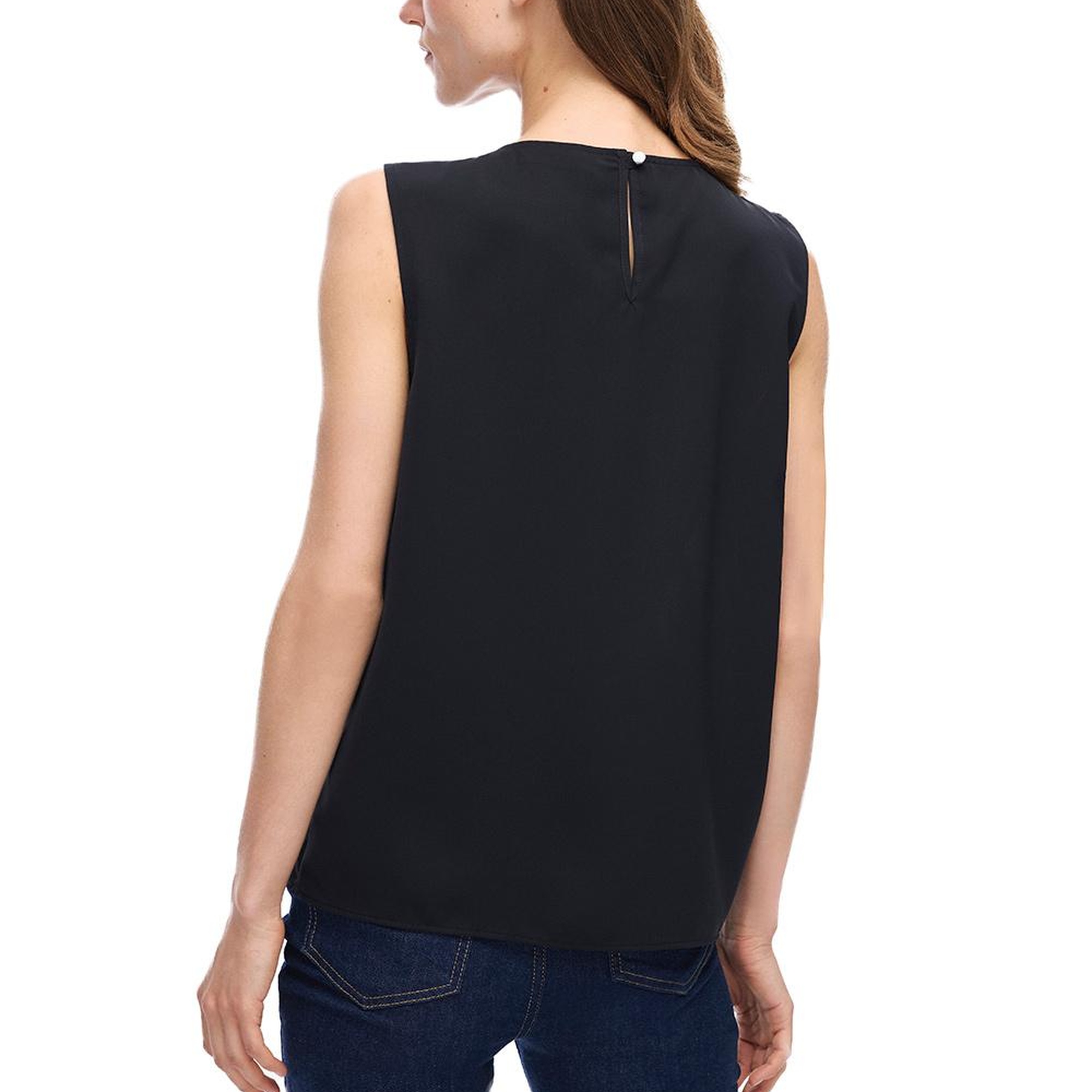 Farewell Regular Fit Standart Boy Sıfır Kol Bisiklet Yaka Siyah Bluz