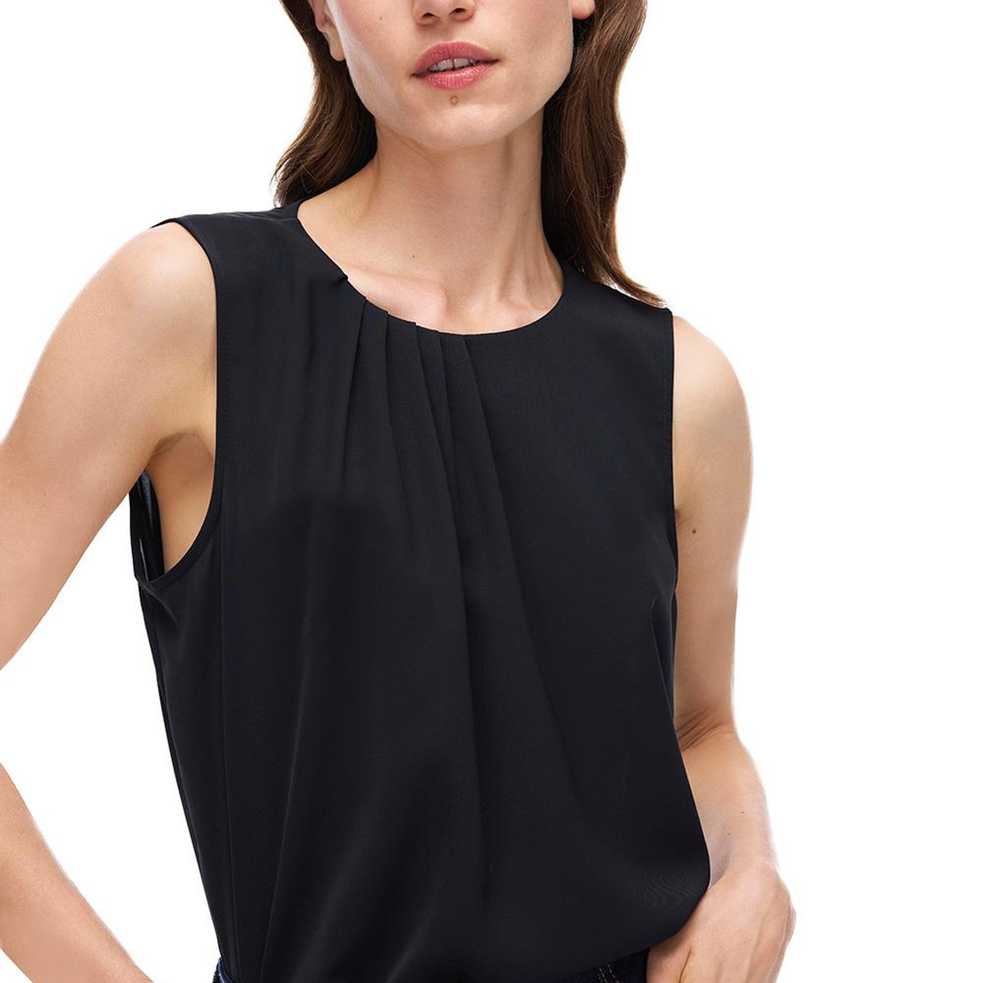 Farewell Regular Fit Standart Boy Sıfır Kol Bisiklet Yaka Siyah Bluz