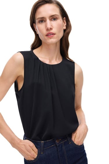  Farewell Regular Fit Standart Boy Sıfır Kol Bisiklet Yaka Siyah Bluz