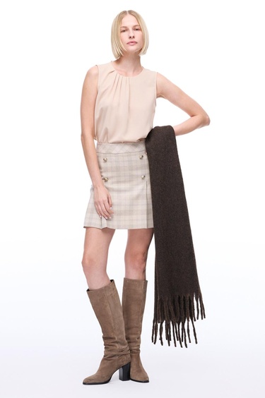  Farewell Regular Fit Standart Boy Sıfır Kol Bisiklet Yaka Nude Bluz