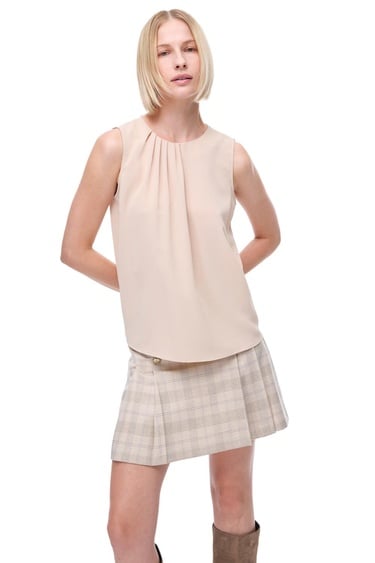  Farewell Regular Fit Standart Boy Sıfır Kol Bisiklet Yaka Nude Bluz