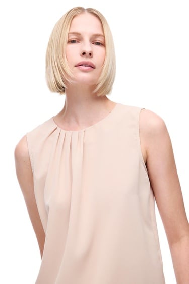  Farewell Regular Fit Standart Boy Sıfır Kol Bisiklet Yaka Nude Bluz