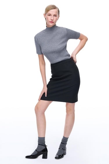  Morningstar Slim Fit Diz Üstü Siyah Etek